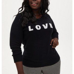 Torrid Love Bling Knit Sweater Black Gem Pearl Graphic Novelty-2X